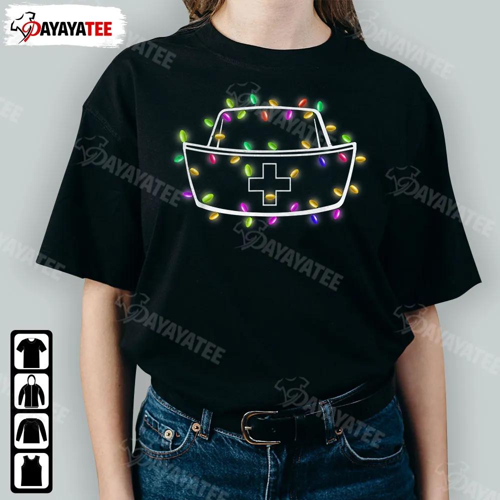 Nurse Hat Christmas Lights Shirt Nurse Love Nicu Rn Er Outfit For Xmas Day - Ingenious Gifts Your Whole Family