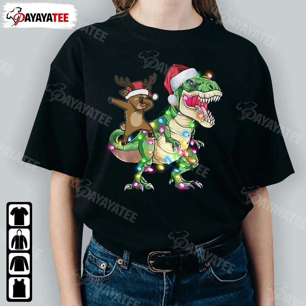Christmas Dabbing Reindeer Light Shirt Riding Dinosaur Lights Gifts Kids Xmas Day - Ingenious Gifts Your Whole Family