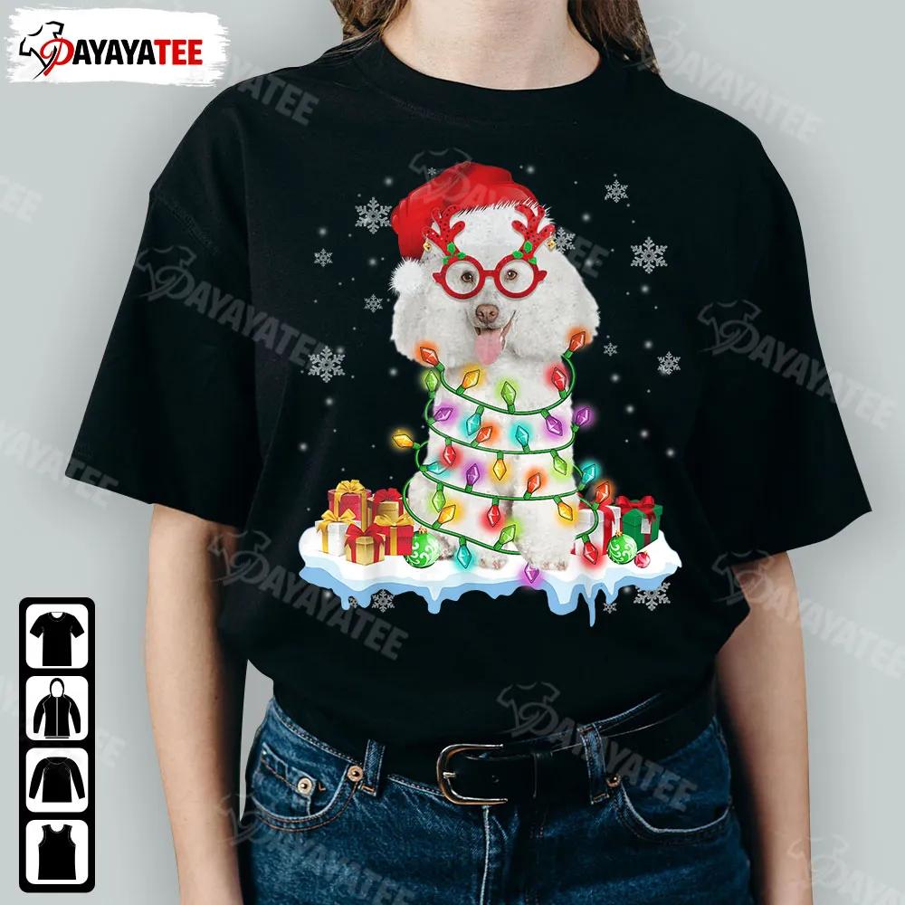 Christmas Lights Matching Family Shirt Funny Poodle Santa Hat Snow Colorful Gift Box - Ingenious Gifts Your Whole Family