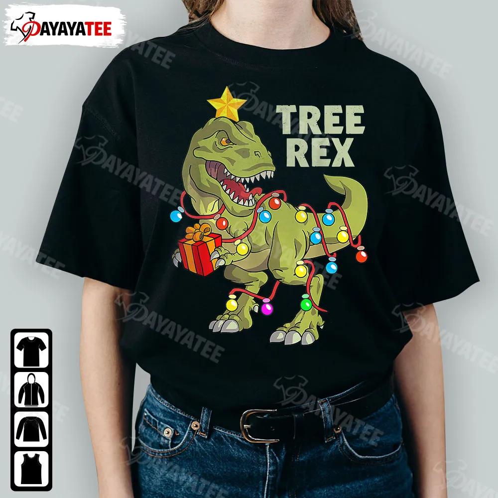 Christmas Lights Tree Rex Shirt Funny Dinosaur Outfit For Xmas Parties - Ingenious Gifts Your Whole Family