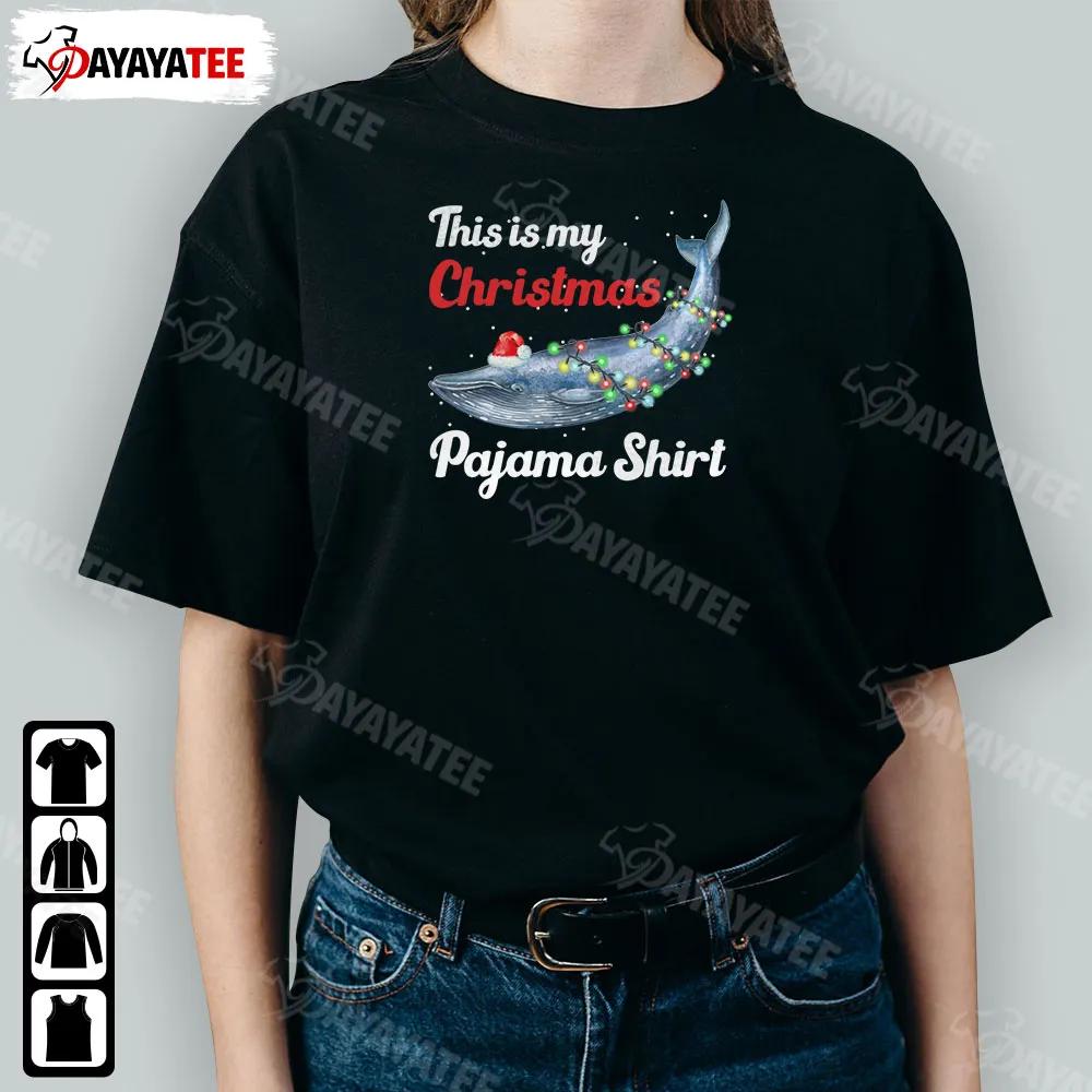 This Is My Christmas Pajama Shirt Blue Whale Christmas Lights Santa Hat - Ingenious Gifts Your Whole Family