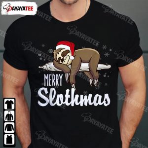 Merry Slothmas Santa Hat Tree Shirt Lights Lazy Sloth Christmas Xmas Parties Meet With Family Friends - Ingenious Gifts Your Whole Family