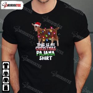 This Is My Christmas Pajama Shirt Goat Christmas Lights Santa Hat - Ingenious Gifts Your Whole Family
