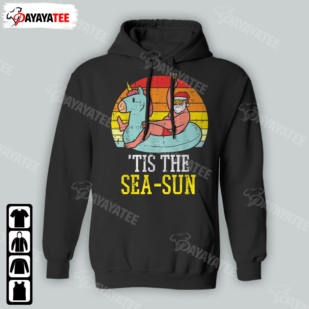 Tis The Sea Sun Santa Unicorn Float Christmas In July Shirt - Ingenious Gifts Your Whole Family