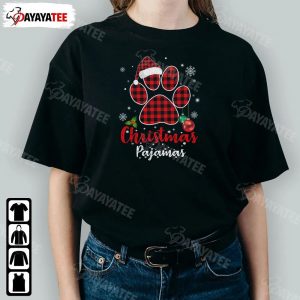 Dog Paws Christmas Pajamas Shirt Funny Dog Paws Santa Hat Red Plaid - Ingenious Gifts Your Whole Family