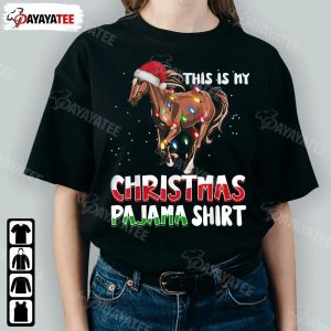 This Is My Christmas Pajama Shirt Horse Christmas Lights Santa Hat - Ingenious Gifts Your Whole Family