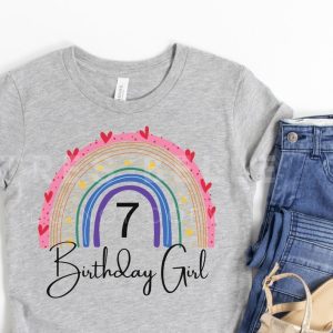 7th Birthday Girl Rainbow