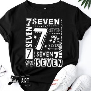 7th Birthday, I am 7, 7 Seven Collage Shirt