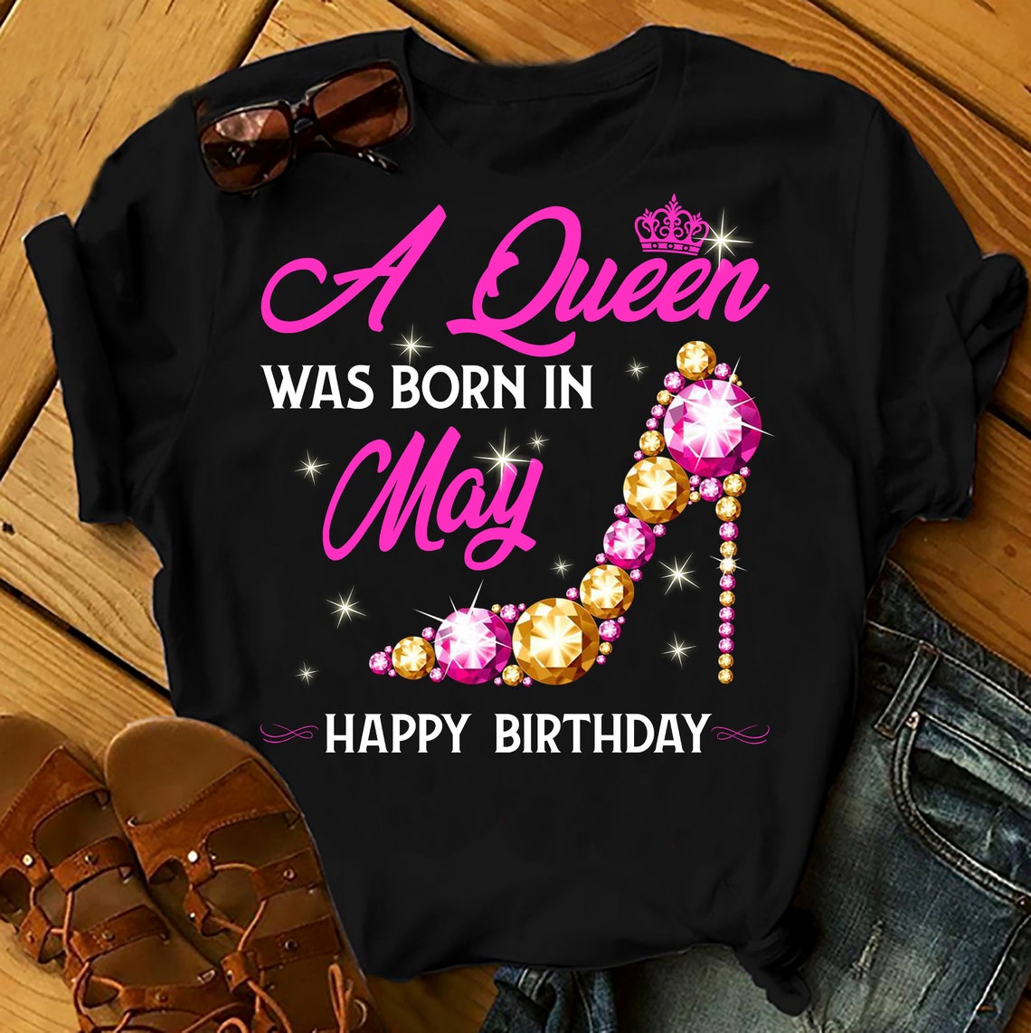 A Queen Was Born In May Shirts Women, Birthday T Shirts