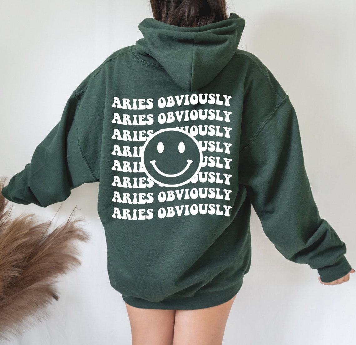 Aries Obviously Pullover Hoodie, Retro Happy Face