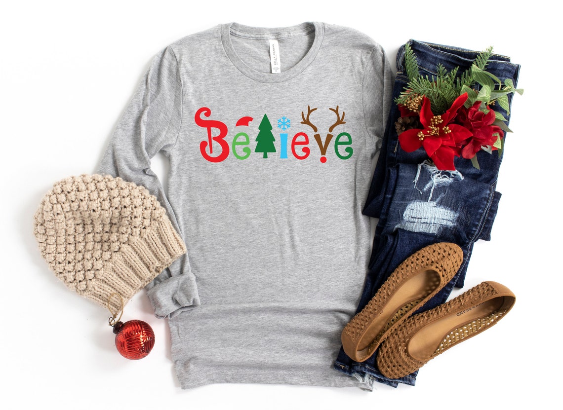 Believe Christmas Shirt, Christmas T-shirt, Christmas Family Shirt,Believe Shirt,Christmas Gift, Holiday Gift.Christmas Shirt,Matching Shirt