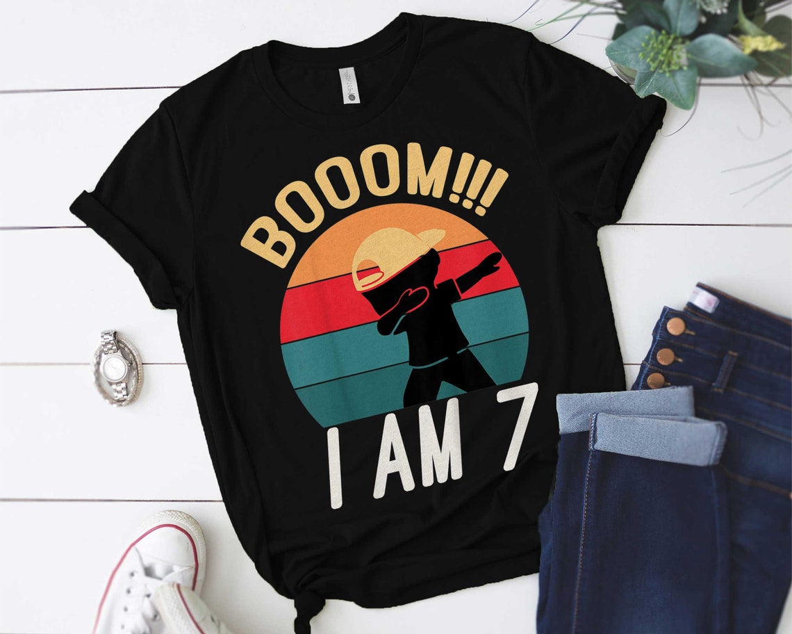 Boom I am 7 Shirt, Dabbing 7 Birthday Shirt