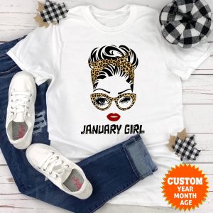 Born In January Leopard January Girl T-Shirt