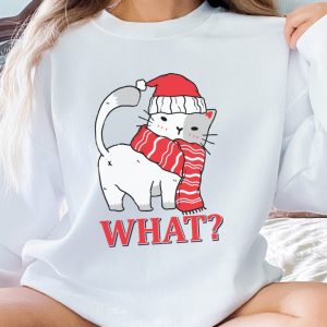 Christmas Cat Says What Sweatshirt, Cute Christmas shirt, Cute Chris (4)