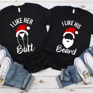 Christmas Couple Shirts, I Liker Her Butt, I Like His beard, Christmas Couple Sweaters, Matching Christmas Shirts, Funny Christmas Shirt