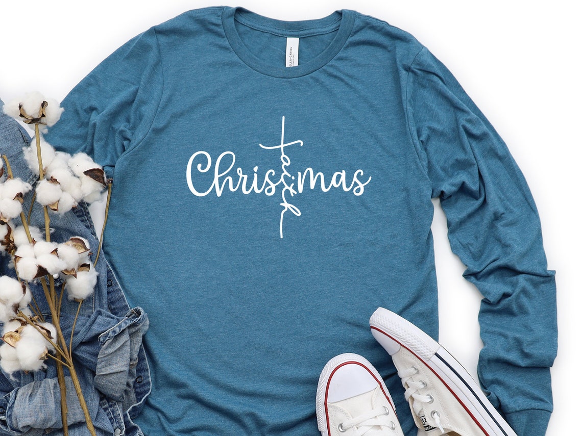 Christmas Long Sleeve Shirt, Faith Long Sleeve Shirt, Holiday Shirt, Merry Christmas, Christmas Gift, Kids Christmas Shirt