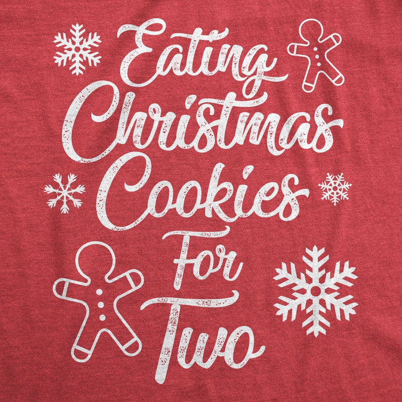 Christmas Maternity Shirt, Pregnant Xmas Shirt, Red Festive Shirts, Pregnancy Tops With Ruching, Eating Christmas Cookies For Two Maternity