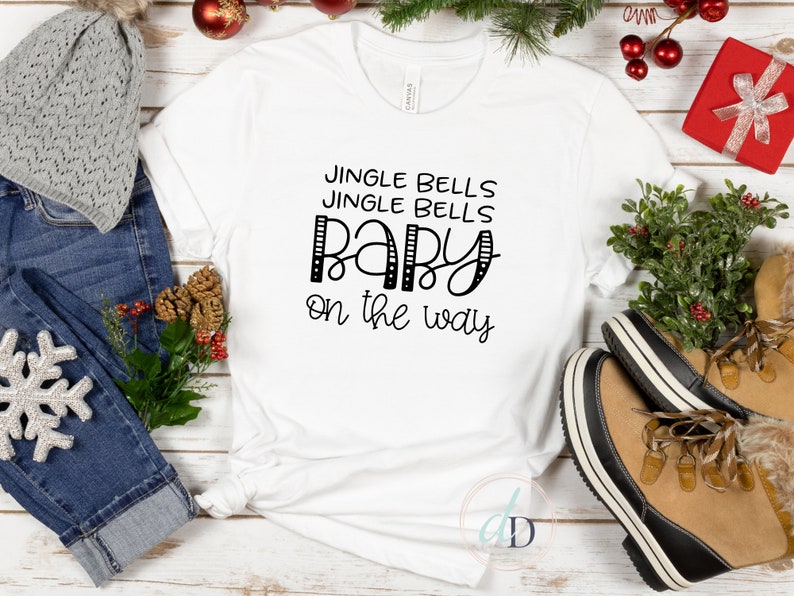 Christmas Pregnancy Announcement, Jingle Bells, Baby on the way, Funny Christmas Pregnancy Shirt, Maternity Christmas Shirt, baby reveal