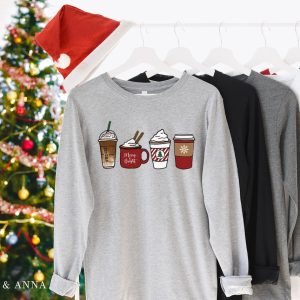 Christmas Shirt for Women, Christmas Coffee Shirt, Christmas Long Sleeve Shirt, Holiday Shirt, Christmas Crewneck, Christmas Tee, Winter