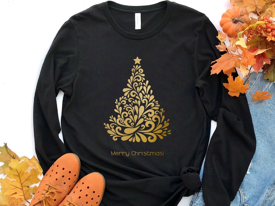 Christmas Tree Long Sleeve Shirt, Christmas Shirt, Merry Christmas, Christmas Tee Christmas Gift, Cute Christmas Shirt