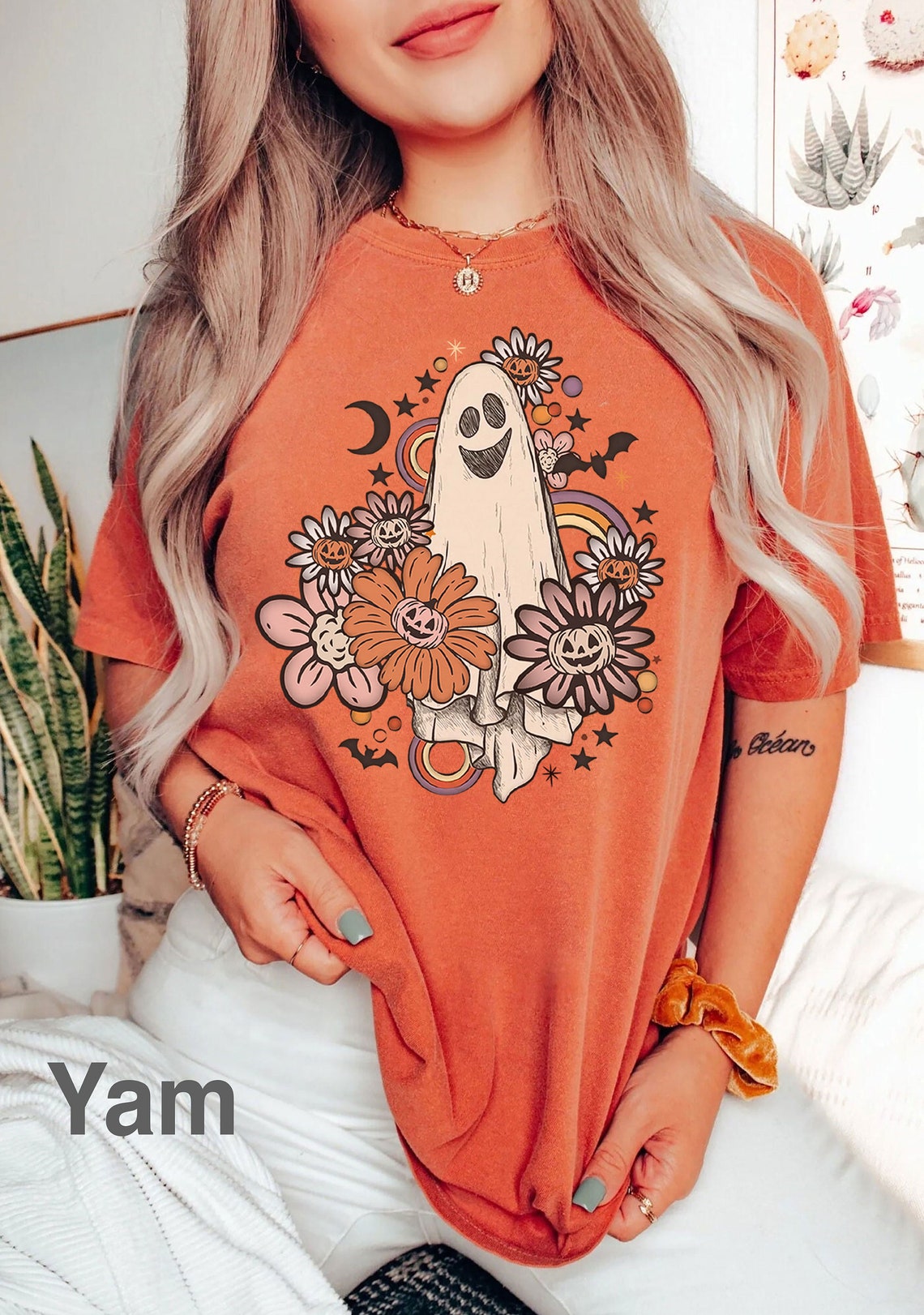 Retro Halloween t-shirt, Vintage Floral Ghost Halloween Shirt, Retro Fall Shirt, Vintage Ghost Shirt