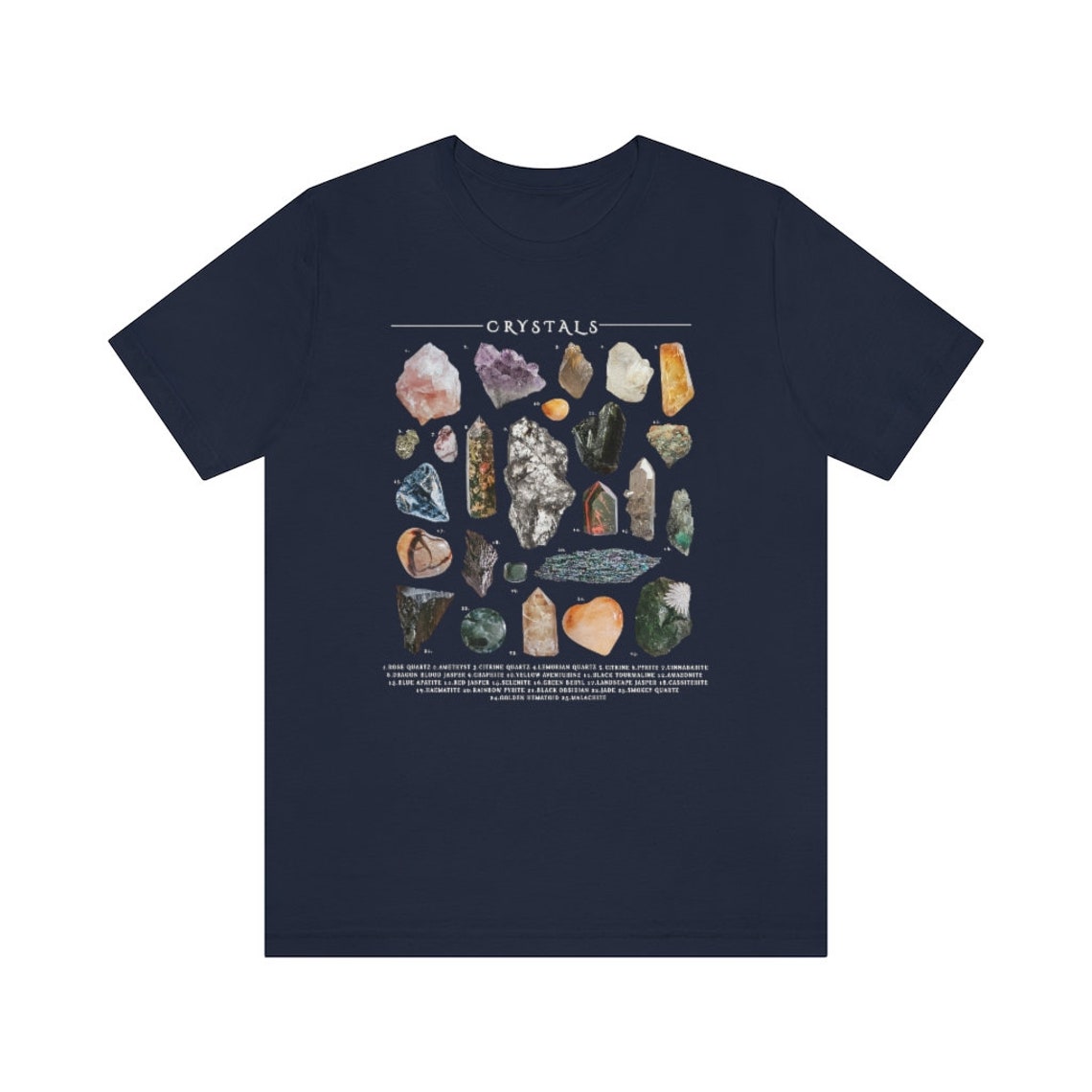 Crystal Guide Gemstone Chart T-Shirt Witchy Crystals