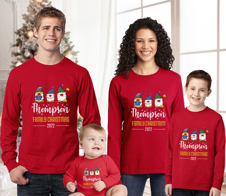 Custom Matching Family Christmas Long Sleeve, Custom Gnome Family Christmas Shirt, Matching Family Xmas Shirt, 2022 Matching Family Shirt