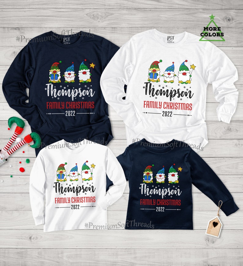 Custom Matching Family Christmas Long Sleeve, Custom Gnome Family Christmas Shirt, Matching Family Xmas Shirt, 2022 Matching Family Shirt