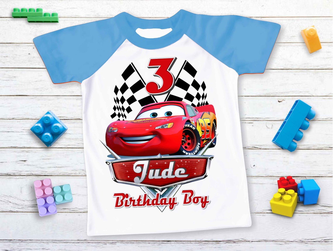 Custom Name Cars Birthday T Shirt, Lightning McQueen