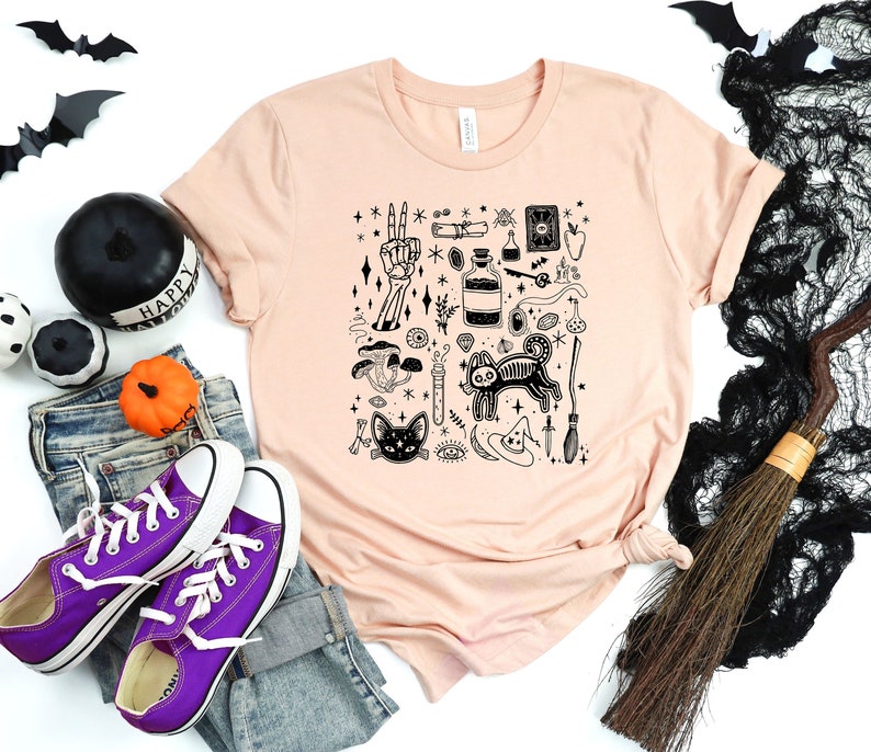 Cute Halloween Theme Shirt for Women, Halloween T-Shirts, Cute Teacher Halloween T-Shirts, Mom Halloween T-Shirts, Fall Shirts
