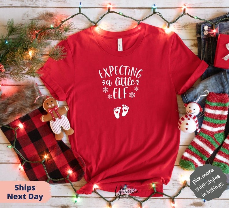 Expecting A Little Elf Shirt, Baby Reveal Red Shirt, Cute Maternity Shirt Christmas, Christmas Pregnancy Shirt, Christmas Baby Announcement