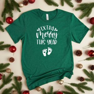 Extra Merry This Year Christmas Pregnancy Announcement, Pregnancy Announcement Shirt, Family Christmas Shirt, Christmas Gift Shirt