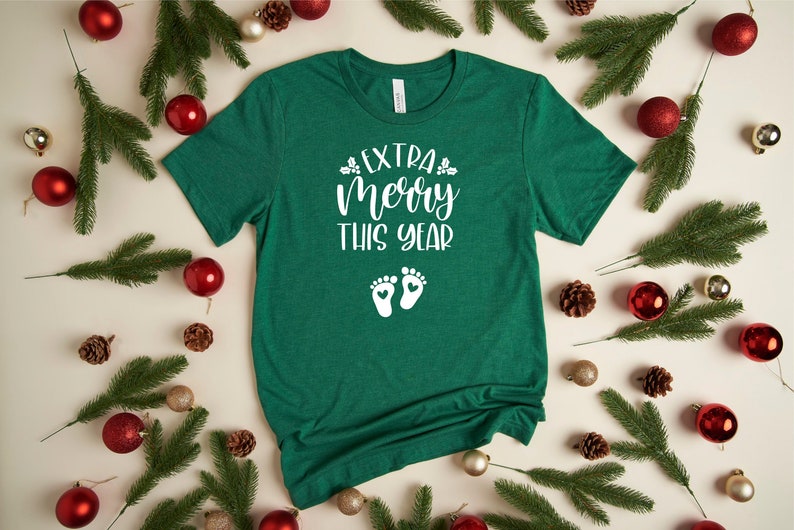 Extra Merry This Year Christmas Pregnancy Announcement, Pregnancy Announcement Shirt, Family Christmas Shirt, Christmas Gift Shirt