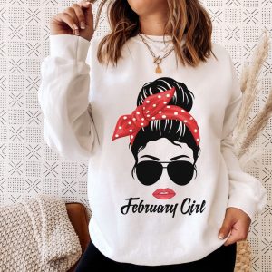 February Girl Face Sweatshirt,Cute Messy Hair