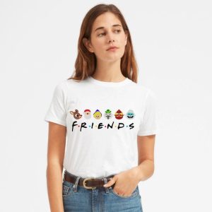 Friends Christmas shirt, Classic Christmas characters, Friends holiday sweatshirt, Rudolph Xmas Shirt, Christmas Friends Bleached T-Shirt