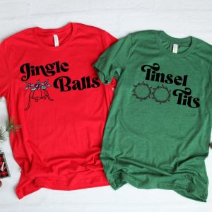 Funny Couple Christmas Shirts, Tinsel Tits Jingle Balls, Matching Christmas Couple Shirts, Christmas Couple Gifts, Sweatshirts, Crewneck
