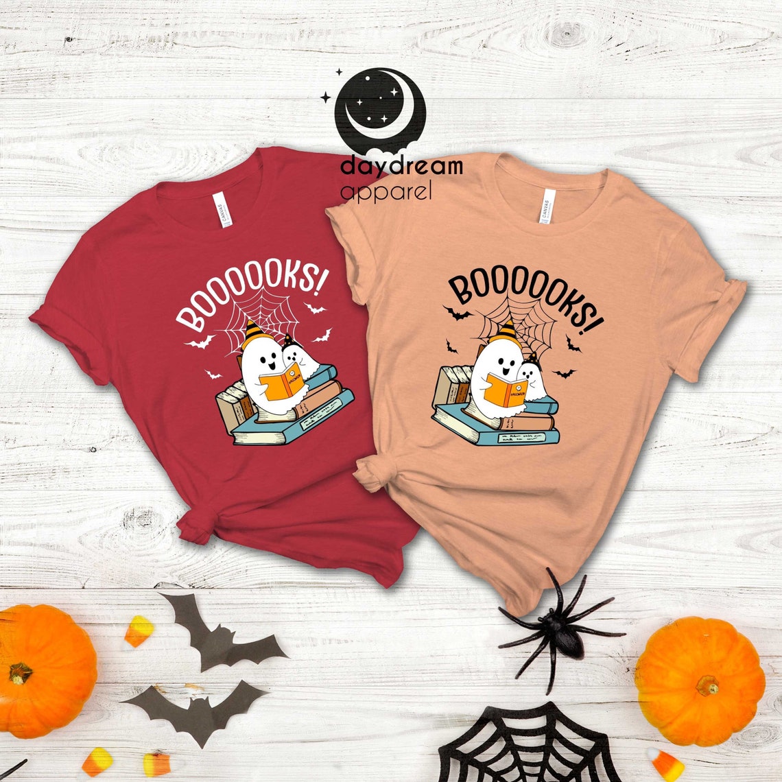 Halloween Boooooks! T-Shirt, Ghost Books Shirt, Halloween Ghost Shirt, Librarian Shirt, Book Lover Shirt, Halloween Party Teacher Shirt