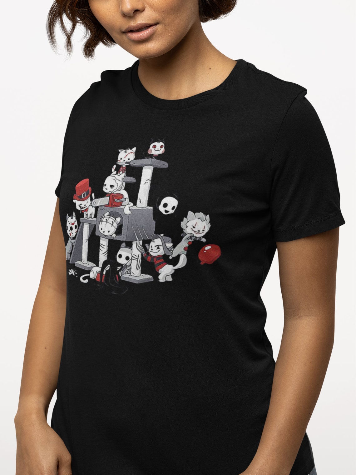 Halloween Horror Cats, Halloween Cat Shirt, Cat Mom, Funny Cat Shirt, Gift for Cat Mom, Animal Lovers, Cute Halloween Shirt, Horror Cats