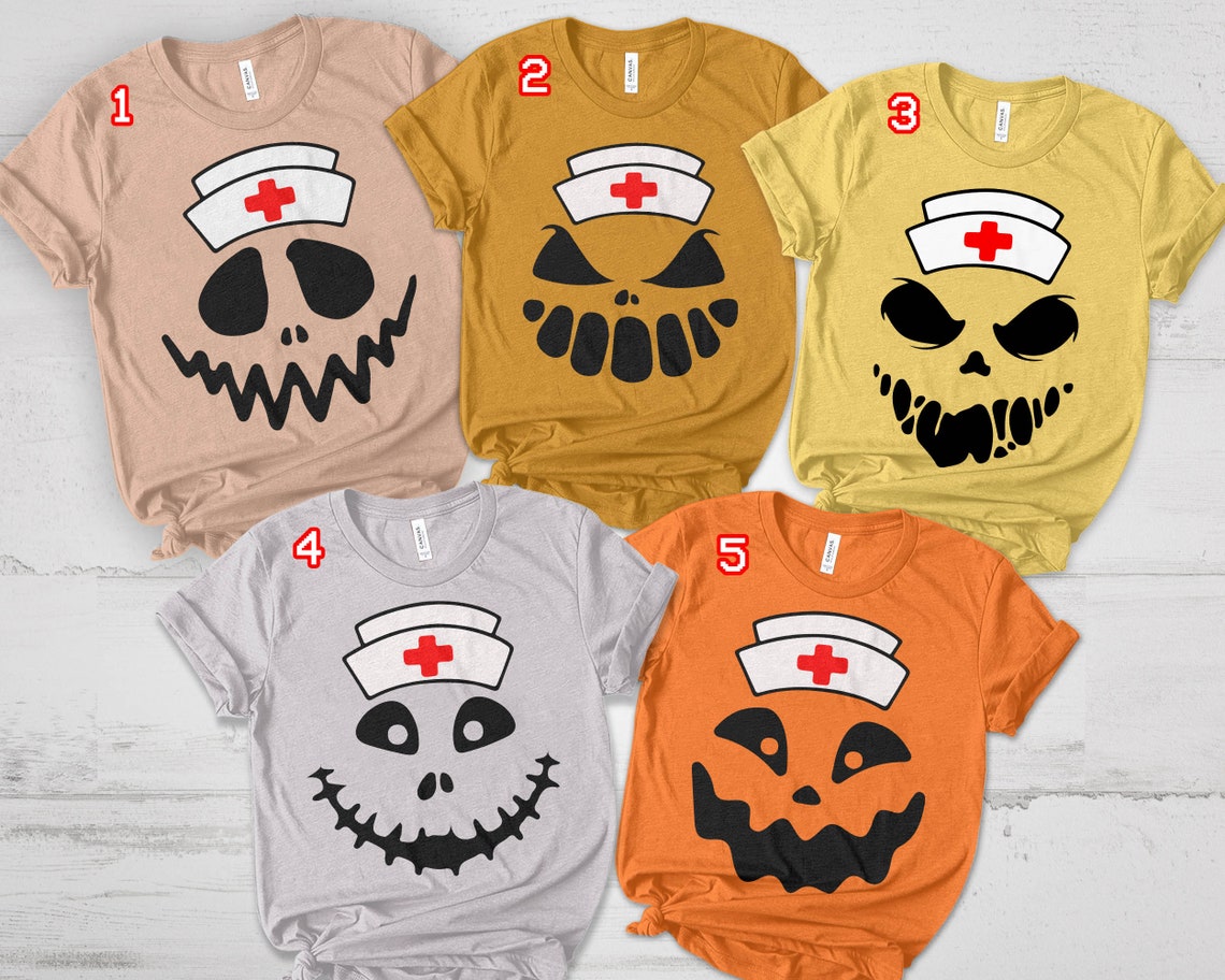 Halloween Nurse Shirt, Jackolantern Pumpkin Group shirt Spooky Nurse Shirt Boo Crew Funny Nursing Er Icu Rn Fall Autumn Tee Gift