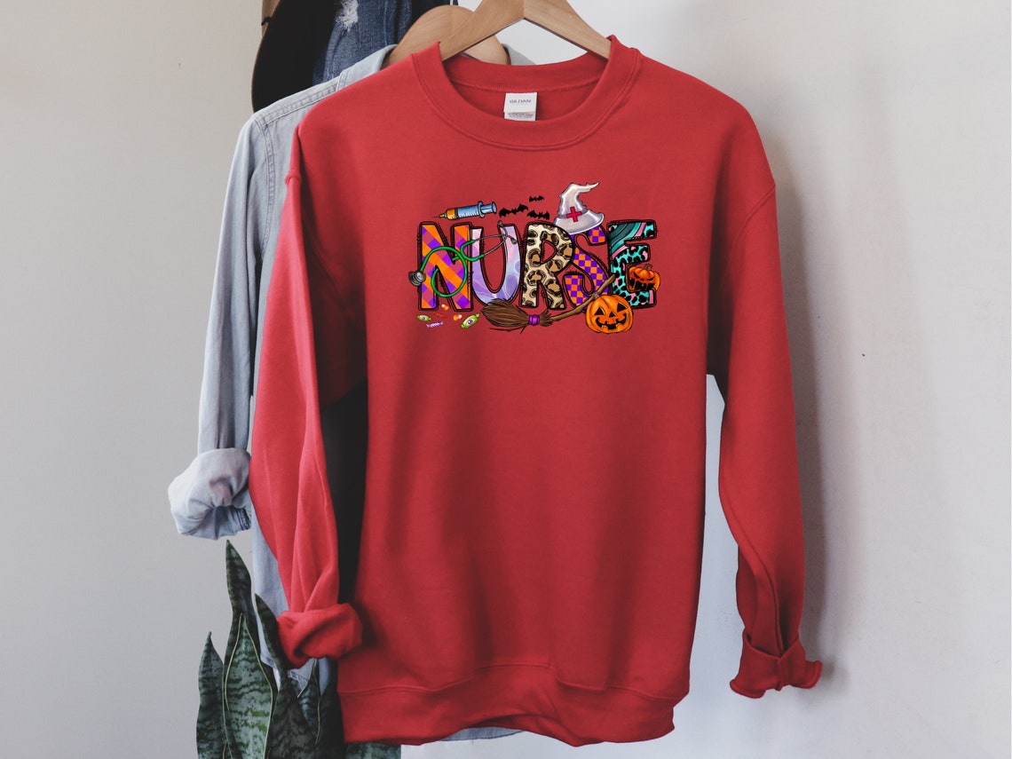 Halloween Nurse Shirt | Nurse Sweatshirt | Nurse Fall Shirt | Fall Pumpkin Sweatshirt | Halloween Gifts For Nurse | Retro Nurse Halloween