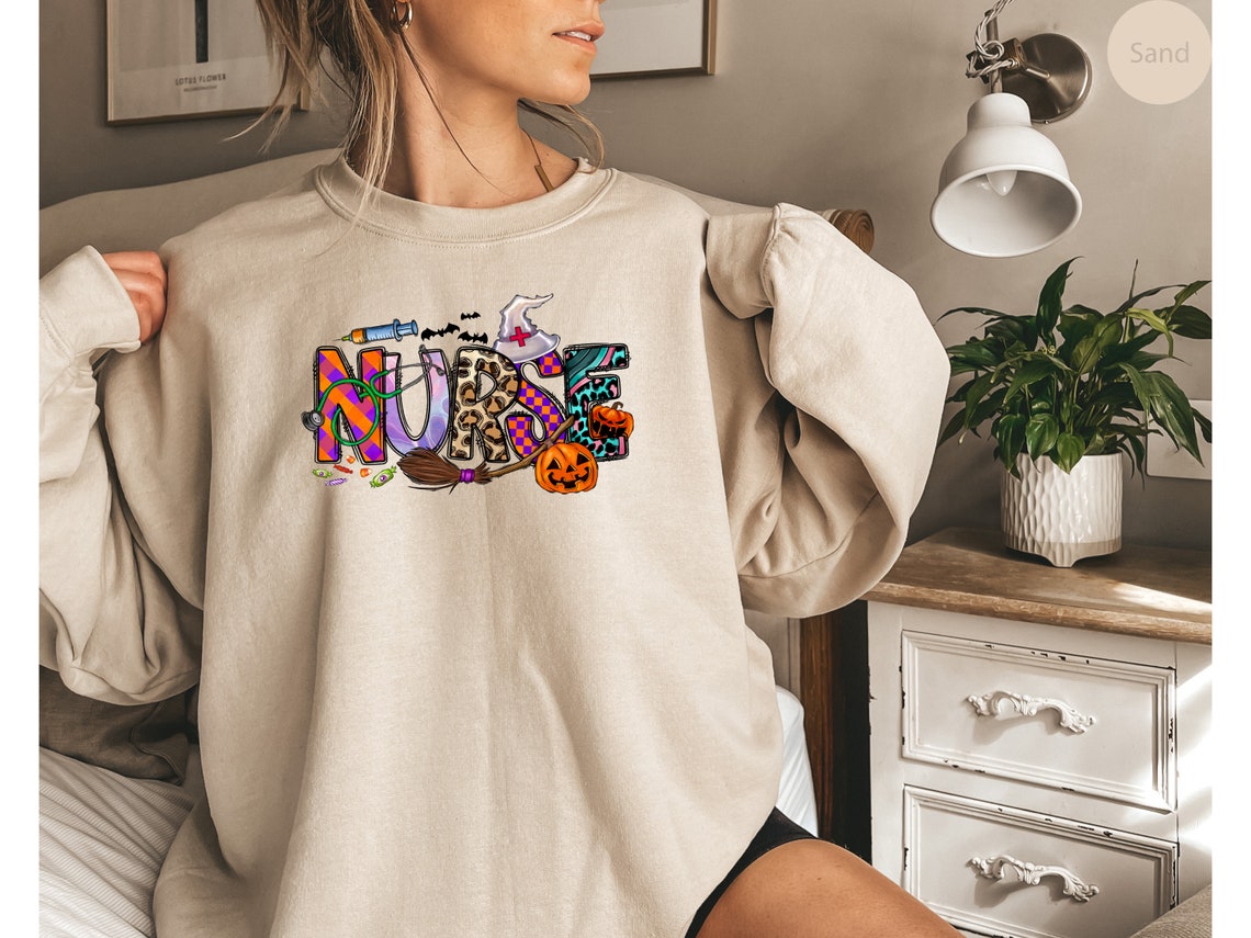 Halloween Nurse Shirt | Nurse Sweatshirt | Nurse Fall Shirt | Fall Pumpkin Sweatshirt | Halloween Gifts For Nurse | Retro Nurse Halloween