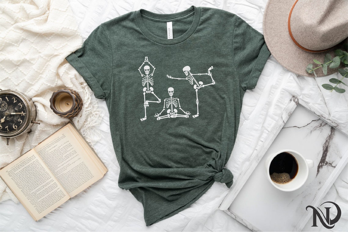 Halloween Shirt, Skeleton Yoga Shirt, SkeletonT-Shirt, Halloween T-Shirt