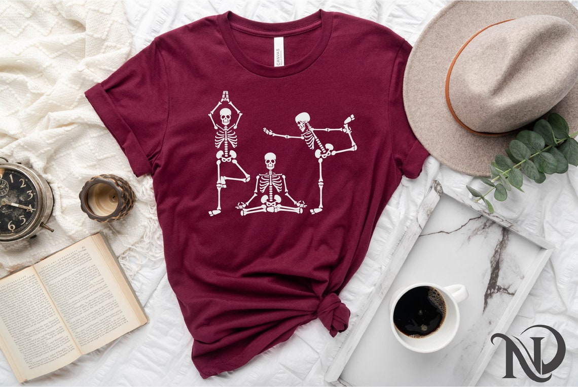Halloween Shirt, Skeleton Yoga Shirt, SkeletonT-Shirt, Halloween T-Shirt