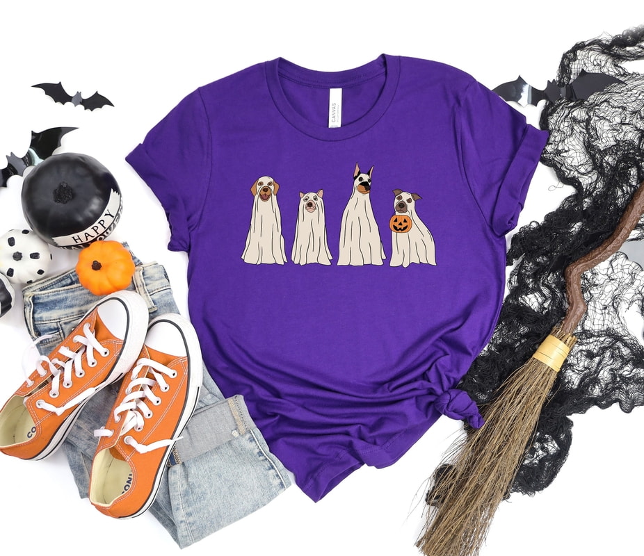 Halloween Sweatshirt, Halloween Sweater, Ghost Sweatshirt, Halloween Dog Sweatshirt, Ghost Dog Shirt, 2022 Happy Halloween, Retro Spooky Season