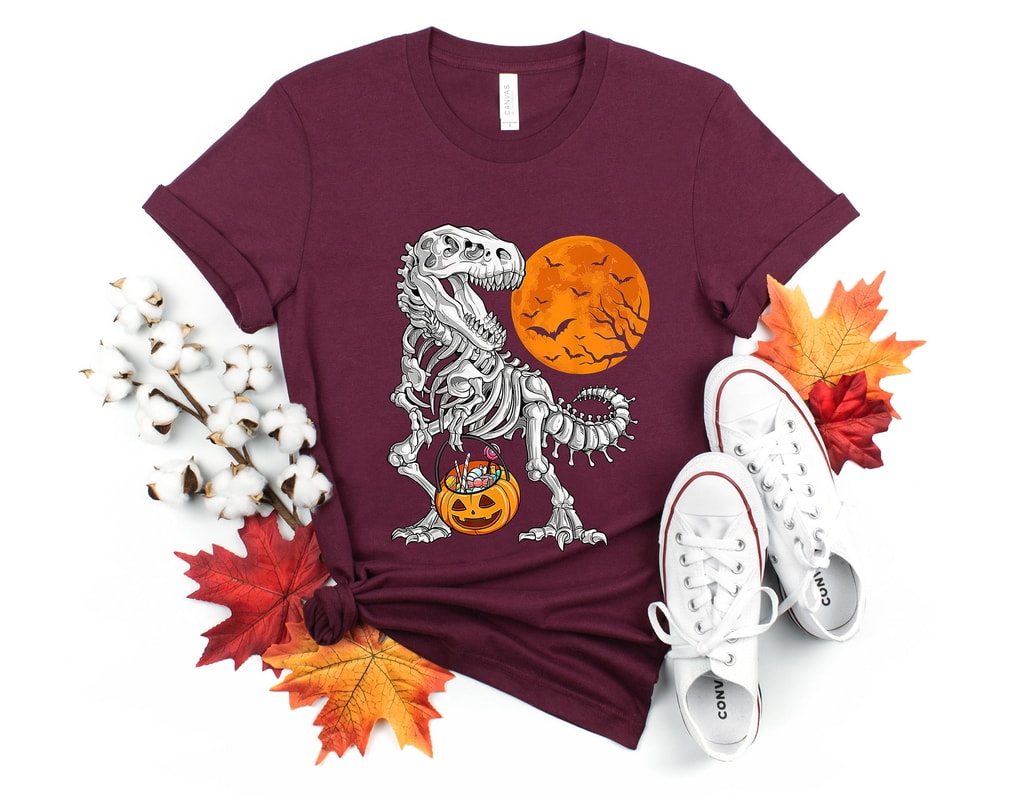 Halloween shirts, for Boys Kids Dinosaur Skeleton T rex Scary T-Shirt, Spooky Saurus Rex Shirt, Cute Halloween shirt, Dinosaur Halloween tee