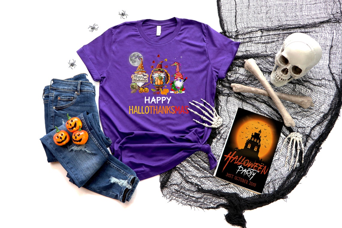 Happy Hallothanksmas Gnomes Halloween & Merry Christmas Shirt, Halloween Gnomes Shirt, Funny Gnome Shirt, Happy Thanksgiving Shirt