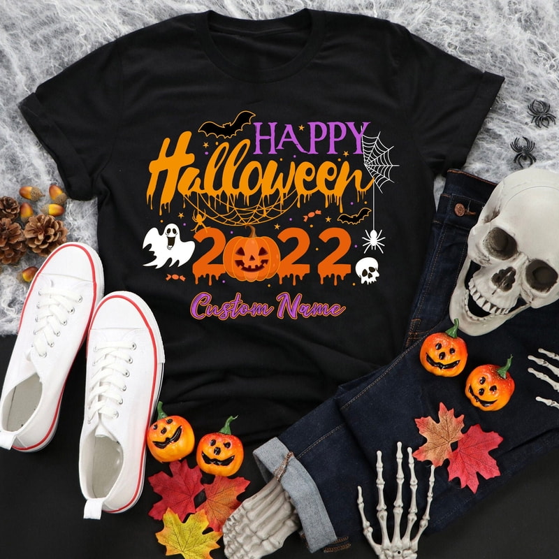 Happy Halloween 2022 Personalized T-Shirt, Custom Family Halloween Shirt, Halloween Matching Shirt, Family Matching Tee, Halloween Costumes