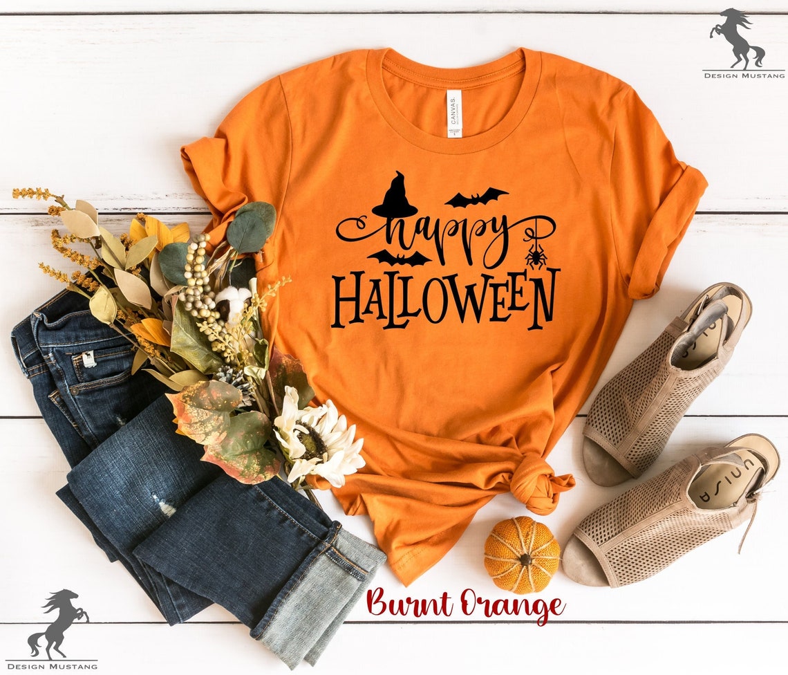 Happy Halloween Shirt, Halloween Shirt, Funny Halloween Shirt, Halloween Shirt with Hat, Halloween Gift, Cute Halloween Shirt, Spooky Shirt