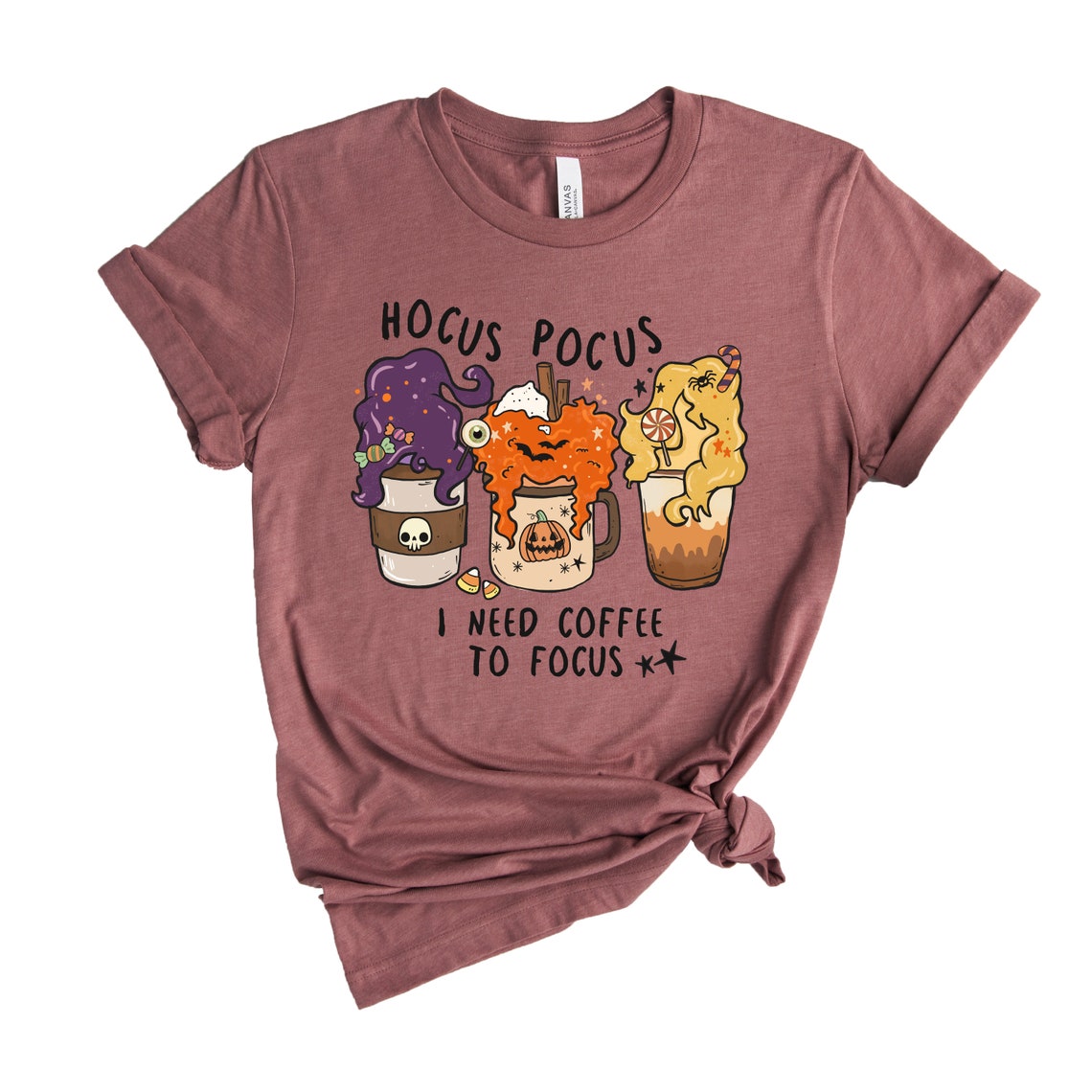 Hocus Pocus I Need Coffee To Focus T-Shirt, Teacher Halloween Shirt, Fall Shirt For Cool Women, Coffee Lover Gift, Halloween Tops