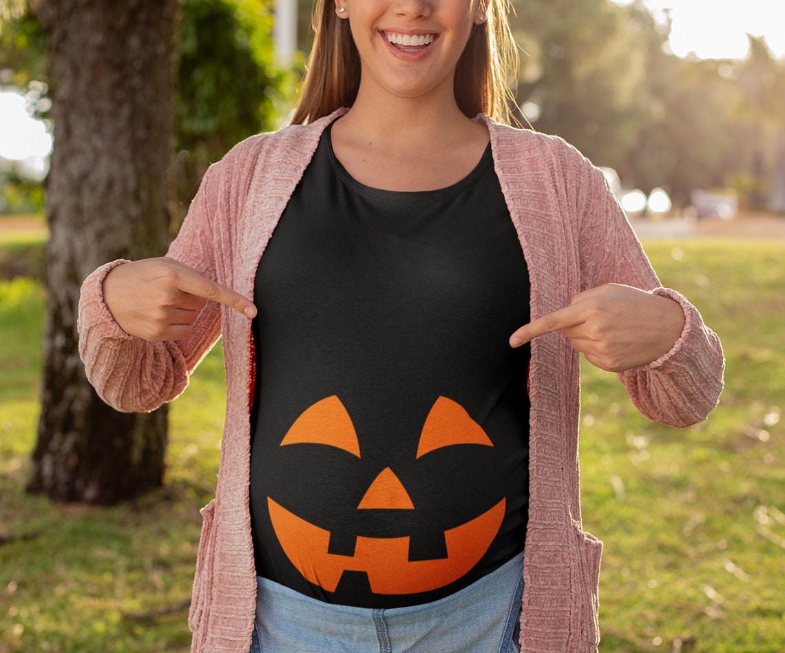Jack o lantern Pumpkin Maternity Shirt or unisex mens tee - Halloween Pregnancy Announcement Shirt -Baby Shower Gift - Lil Pumpkin Baby